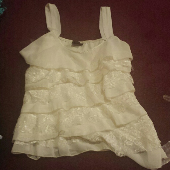 Layered off white top