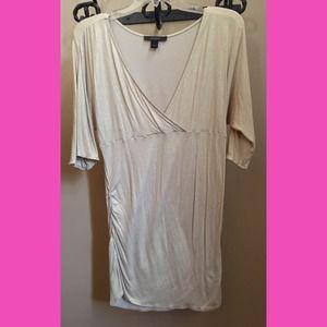 Express Gold Sparkly Tunic Top With Ruching Detail