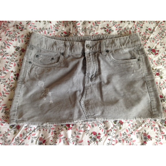 American Eagle Grey Corduroy Mini Skirt