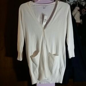 NY&CO White Long Cardigan - Size Small. NEW