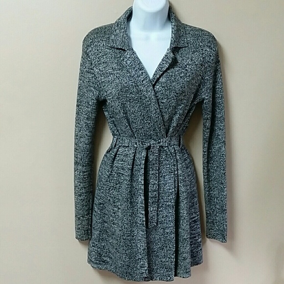 Cardigan, black and grey.