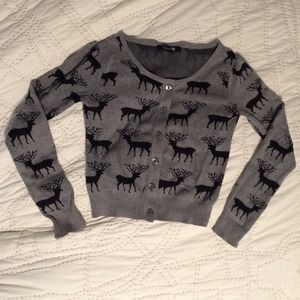 gray reindeer cardigan