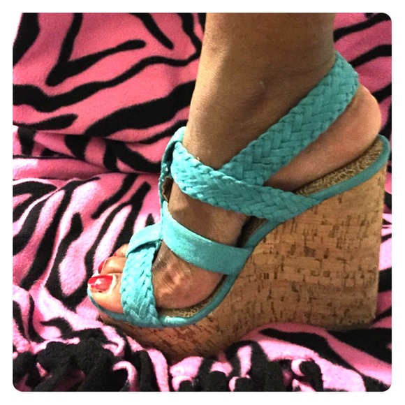 Baby blue wedges