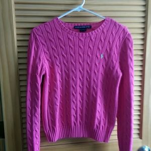 Ralph Lauren crewneck cable knit sweater - pink