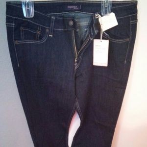 Womans low rise boot cut stretch jeans.
