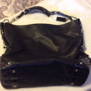 Coach Black Leather Large Carly w/Silver Hardware.