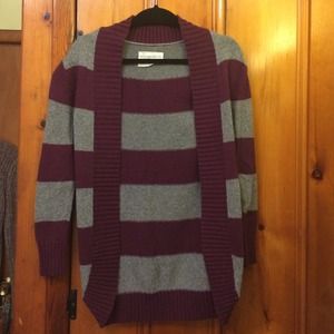 Maroon and gray striped cardigan