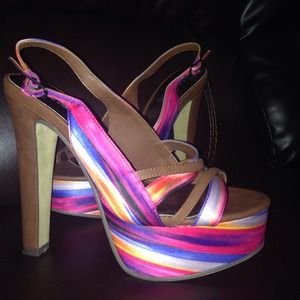 Michael Antonio multi colored sling back heels