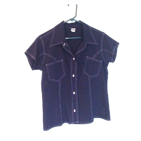 Urban Life button-up navy blue short sleeve top
