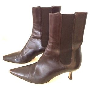 Anne Klein ankle brown leather boots