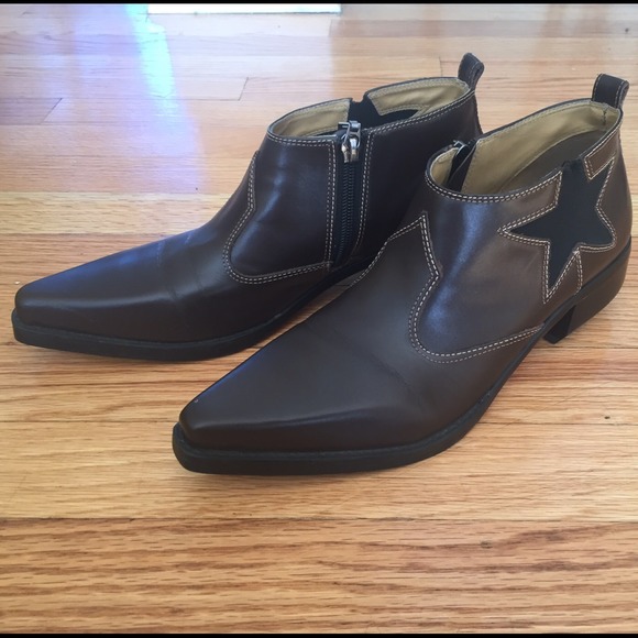 Tommy Hilfiger Brown Leather Cowboy Ankle Boots