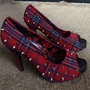 Plaid Studded 4.5 inch Heels