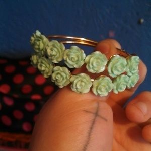 Mint Green Flower Hoops