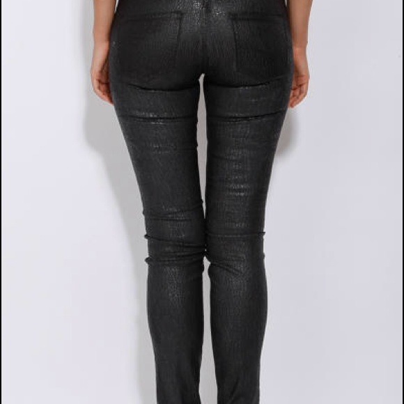 metallic black jeans