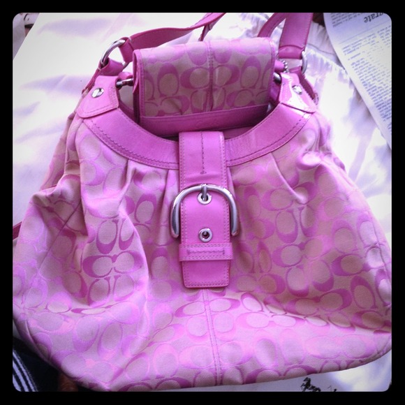 Pink coach tri fold wallet and satchel
