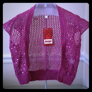 BNWT Purple Knitted short sleeve cardigan sz M