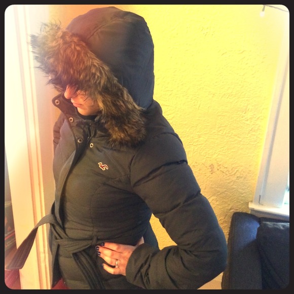 Dark Grey Hollister Winter Coat Parka