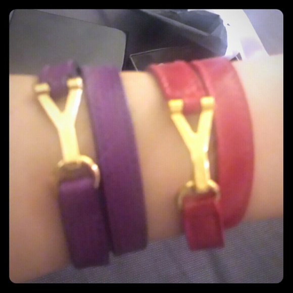 Ysl leather double wrap bracelet (two color)