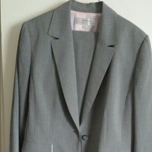 Tahari light gray w/ pink pinstripes suit.