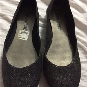 Black glitter flats