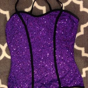 balera purple sequin performance dance top