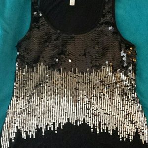 XL black sequined tank top