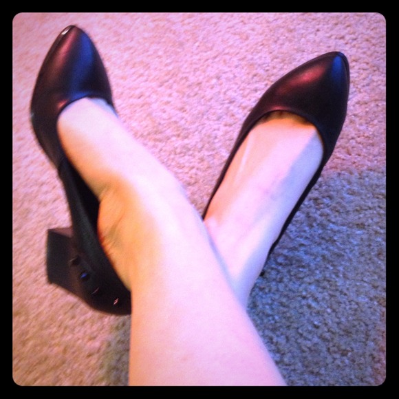 Matte Black Quality Leather Block Heels *6.5