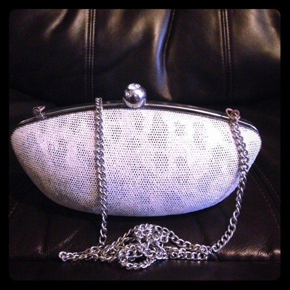 ICING elegant dress purse silver w/ rhinestone