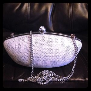ICING elegant dress purse silver w/ rhinestone