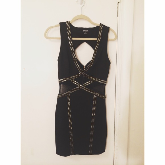 Black cocktail party dress cutout