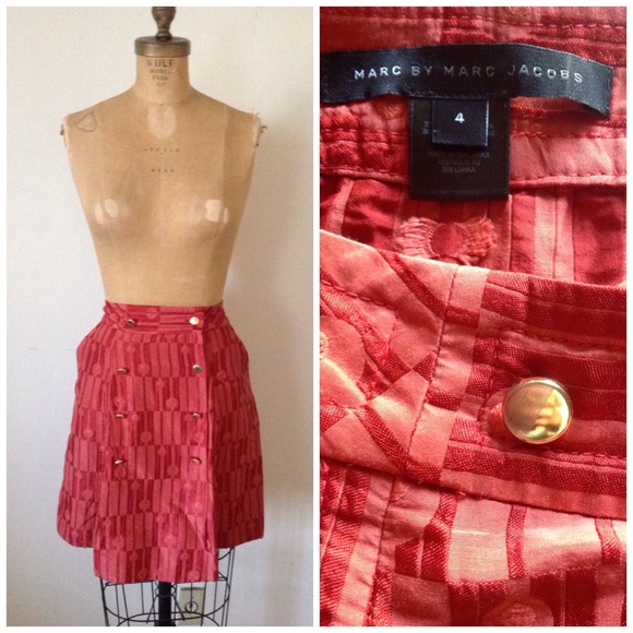 SOLD Marc by Marc Jacobs Red Cotton Silk Skirt