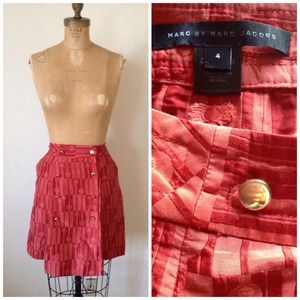 SOLD Marc by Marc Jacobs Red Cotton Silk Skirt