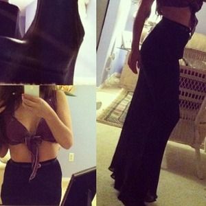 High waisted black maxi skirt