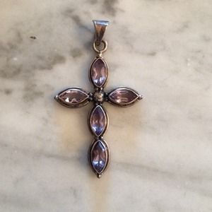 Amethyst and Sterling Silver Cross Pendant