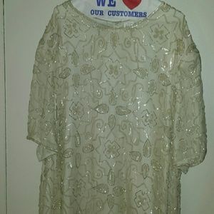 White beaded cocktail dress PLUS SIZE