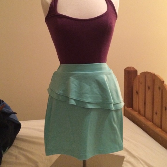 A'gaci aqua asymmetrical peplum skirt