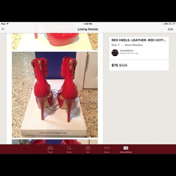 💋SOLD❤️RED LEATHER HEELS❤️ - Picture 2 of 4