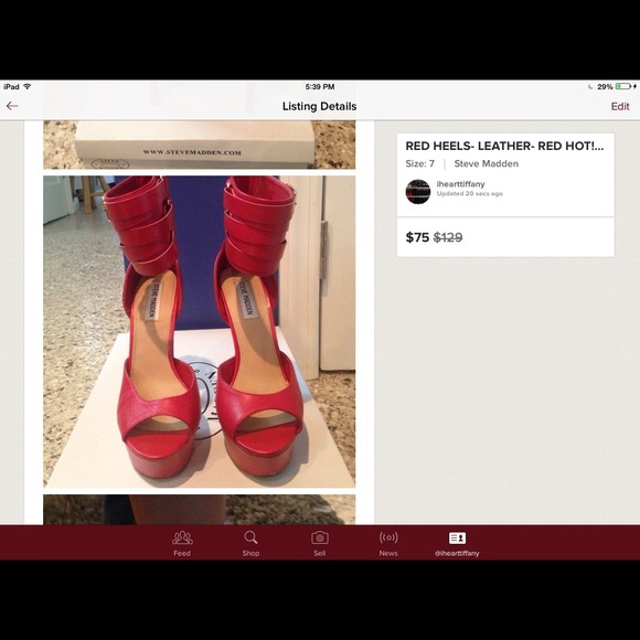 💋SOLD❤️RED LEATHER HEELS❤️ - Picture 3 of 4