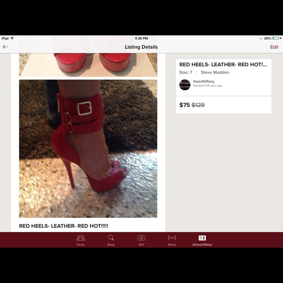 💋SOLD❤️RED LEATHER HEELS❤️ - Picture 4 of 4