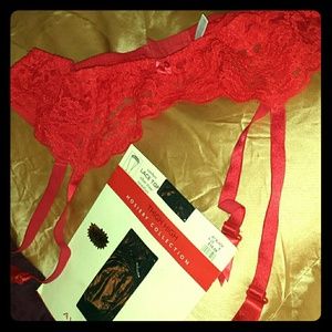Red garter belt and thigh high stocking PLUS SIZE
