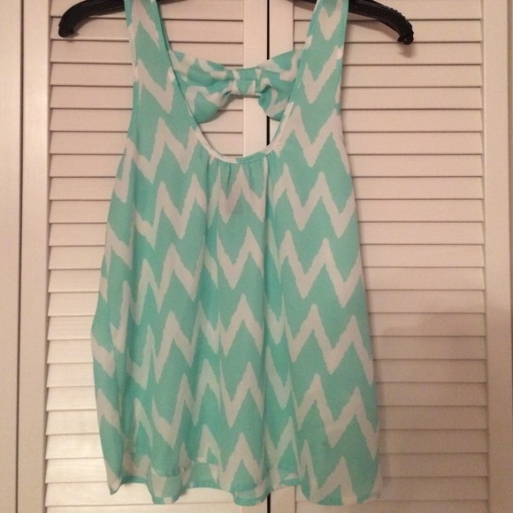 A chiffon, mint green and white shirt