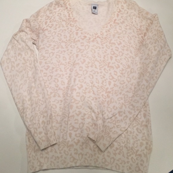 White and Tan Leopard Gap Sweater