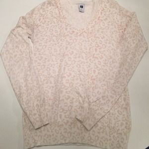 White and Tan Leopard Gap Sweater