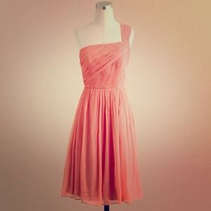 J. Crew Silk Chiffon Party Dress in Bright Coral