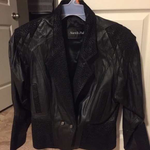 North Pole Black Leather Jacket Size Lg - Picture 1 of 4