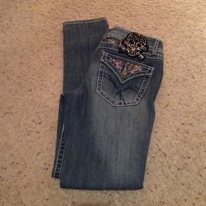 Skinny jeans with bling/skull