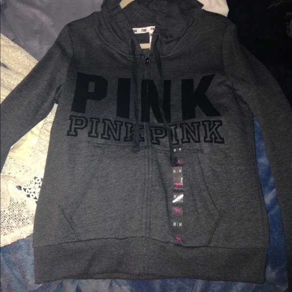 PINK Victoria's Secret Tops - PINK gray zip up. brand new