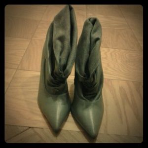 Worn gray scrunched 4 inch boots