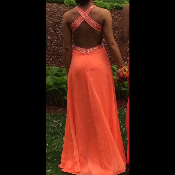 Coral/Orange Prom Dress - Picture 2 of 4