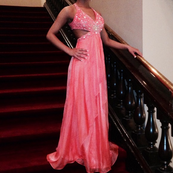 Coral/Orange Prom Dress - Picture 3 of 4